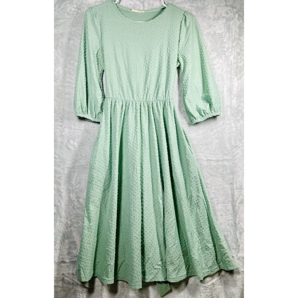 REB. in J Mint Green Balloon sleeve belted Tie Back  dress Sz S/M Romantic
